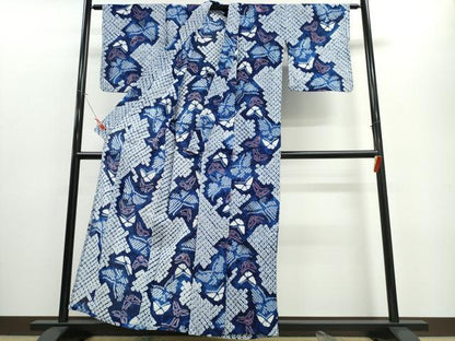 平和屋着物∴夏物 浴衣 有松鳴海絞り 舞蝶文 綿 逸品 CABE8900ng