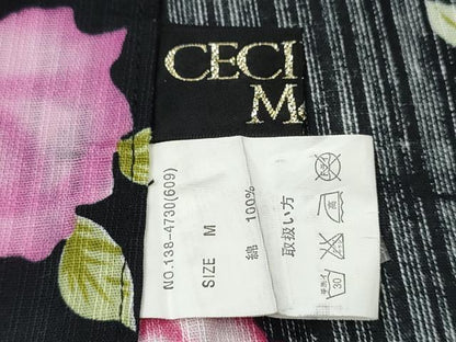 平和屋着物∴夏物 浴衣 薔薇 ラメ 黒地 綿 逸品 CABE8903ng