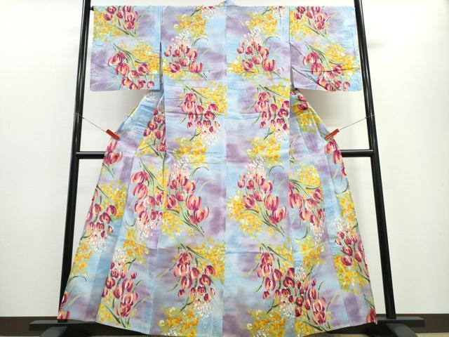 平和屋着物∴夏物 浴衣 チューリップ 日本製 綿 逸品 CABE8904ng