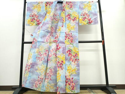 平和屋着物∴夏物 浴衣 チューリップ 日本製 綿 逸品 CABE8904ng
