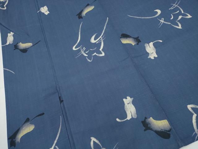 平和屋着物∴夏物　浴衣　猫　やまと誂製　綿　逸品　未使用　CABE8906ng
