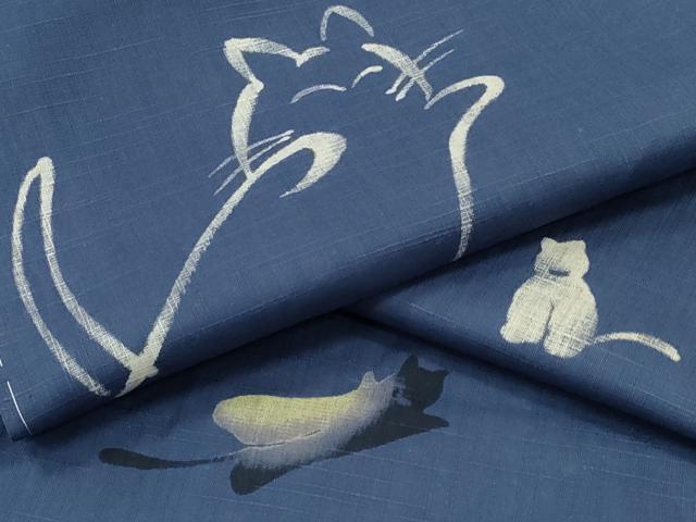 平和屋着物∴夏物　浴衣　猫　やまと誂製　綿　逸品　未使用　CABE8906ng
