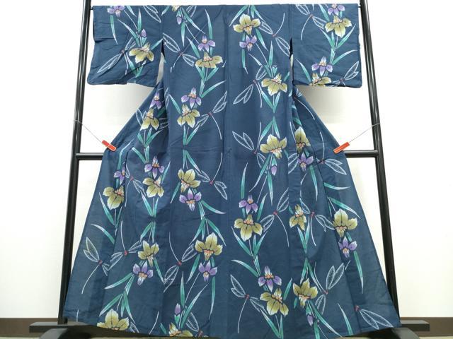 平和屋着物∴夏物　浴衣　トンボ　蜻蛉　杜若　日本製　綿　逸品　CABE8908ng 平和屋着物∴夏物 浴衣 トンボ 蜻蛉 杜若 日本製 綿 逸品 CABE8908ng