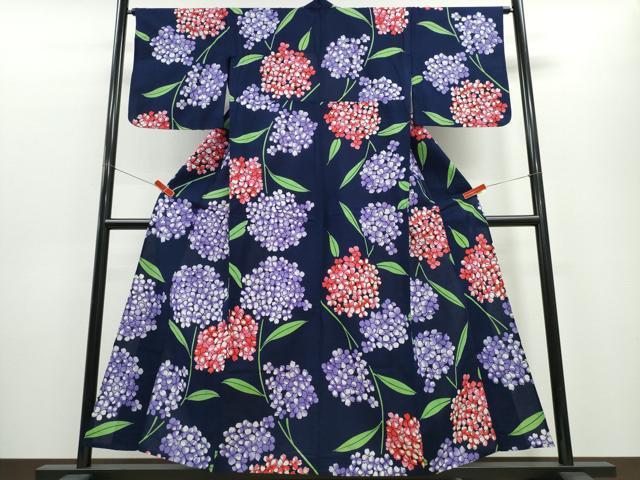 平和屋着物∴夏物 浴衣 紫陽花 綿 逸品 CABE8909ng