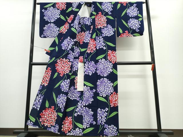 平和屋着物∴夏物 浴衣 紫陽花 綿 逸品 CABE8909ng