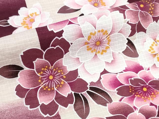 平和屋着物∴夏物 浴衣 綿紅梅 市松枝桜 綿 逸品 CABE8913ng