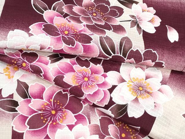 平和屋着物∴夏物 浴衣 綿紅梅 市松枝桜 綿 逸品 CABE8913ng