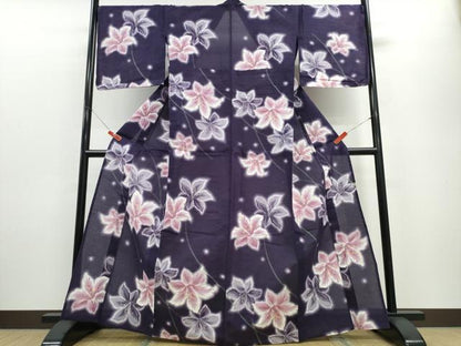 平和屋着物∴世界的ファッションデザイナー　山本寛斎　kansaiブランド　夏物　浴衣　百合　ゆり　綿　逸品　CABE8916ng
