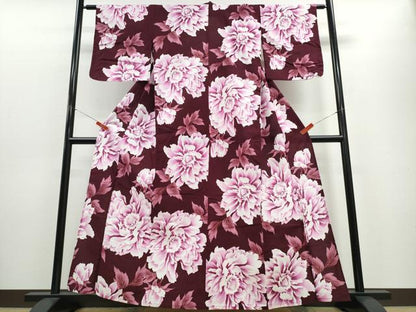 平和屋着物∴夏物 浴衣 綿紅梅 牡丹 綿 逸品 CABE8917ng