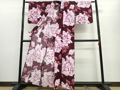 平和屋着物∴夏物 浴衣 綿紅梅 牡丹 綿 逸品 CABE8917ng