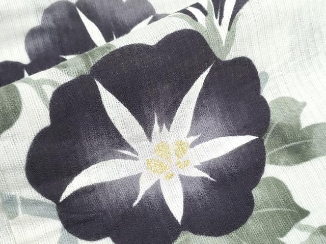 平和屋着物∴夏物 浴衣 トンボ 蜻蛉 朝顔竹垣文 日本製 綿麻 逸品 CABE8921ng
