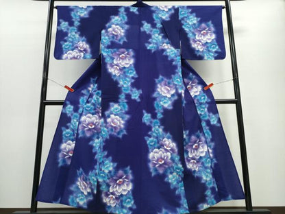 平和屋着物∴夏物 浴衣 牡丹 ラメ 綿 逸品 CABE8922ng