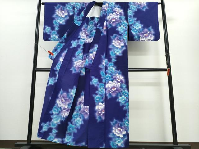 平和屋着物∴夏物 浴衣 牡丹 ラメ 綿 逸品 CABE8922ng