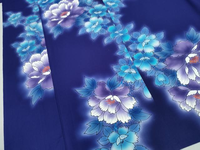 平和屋着物∴夏物 浴衣 牡丹 ラメ 綿 逸品 CABE8922ng