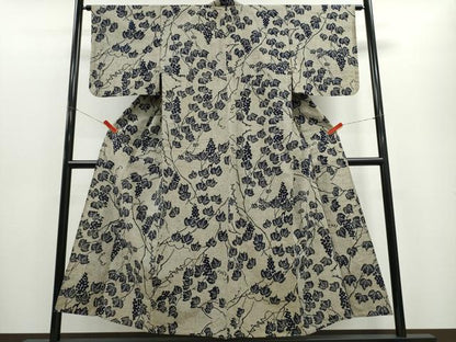 平和屋着物∴夏物　浴衣　葡萄蔦の葉文　綿　逸品　CABE8923ng