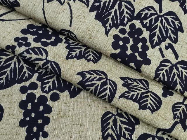 平和屋着物∴夏物　浴衣　葡萄蔦の葉文　綿　逸品　CABE8923ng