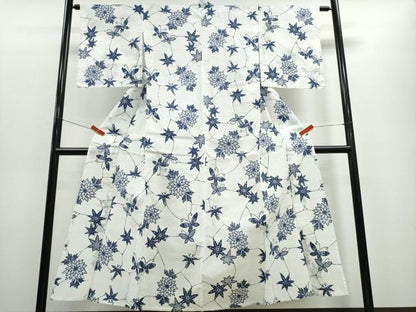 平和屋着物∴夏物 浴衣 注染 手染め 手縫い 枝菊舞蝶文 日本製 綿 逸品 CABE8925ng