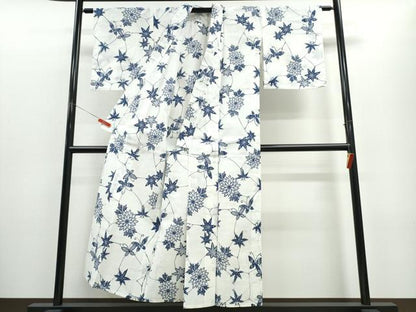 平和屋着物∴夏物 浴衣 注染 手染め 手縫い 枝菊舞蝶文 日本製 綿 逸品 CABE8925ng