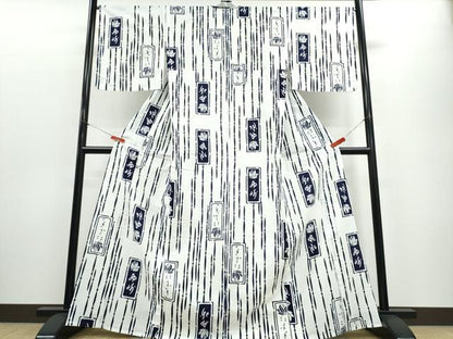 平和屋着物∴夏物 竺仙 浴衣 短冊文字文 日本製 綿 逸品 未使用 CABE8926ng