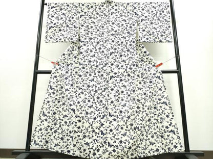 平和屋着物∴夏物 浴衣 舞蝶笹梅花文 日本製 やまと誂製 綿 逸品 未使用 CABE8927ng