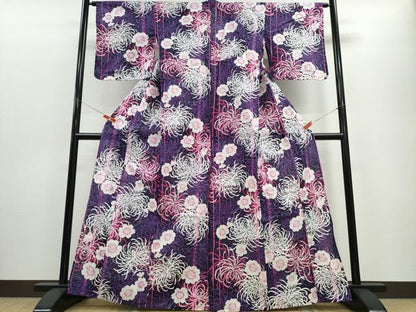 平和屋着物∴夏物 浴衣 綿紅梅 乱菊 舞花文 ラメ 綿 逸品 CABE8930ng