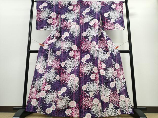 平和屋着物∴夏物 浴衣 綿紅梅 乱菊 舞花文 ラメ 綿 逸品 CABE8930ng