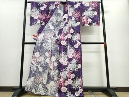 平和屋着物∴夏物 浴衣 綿紅梅 乱菊 舞花文 ラメ 綿 逸品 CABE8930ng