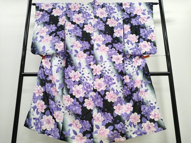 平和屋着物∴夏物 浴衣 紅梅 斜線舞花文 CABE8932ng