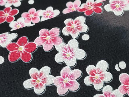 平和屋着物∴夏物 浴衣 綿紅梅 舞梅花文 ラメ 黒地 綿 逸品 CABE8933ng