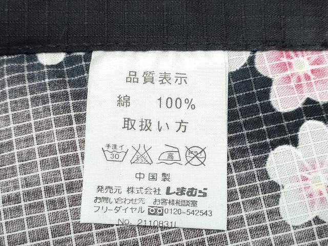 平和屋着物∴夏物 浴衣 綿紅梅 舞梅花文 ラメ 黒地 綿 逸品 CABE8933ng