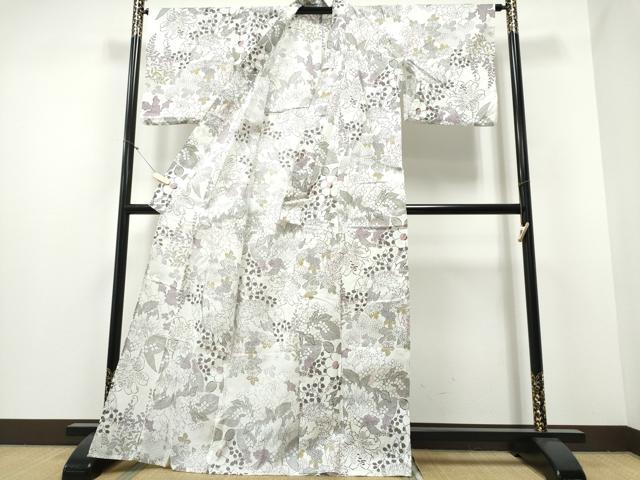 平和屋着物∴夏物 浴衣 綿紅梅 草花尽くし 綿 逸品 CABE8934ng