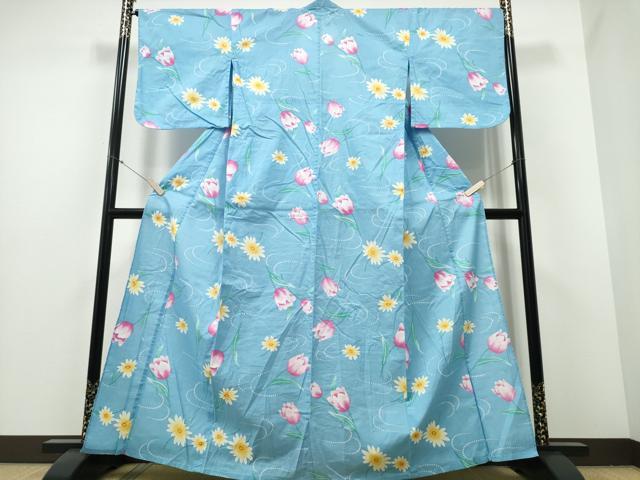 平和屋着物∴夏物 浴衣 綿紅梅 百合菊文 綿 逸品 CABE8937ng