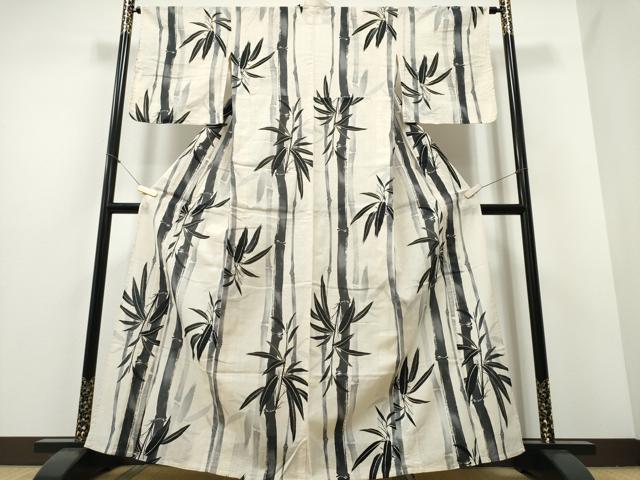 平和屋着物∴夏物 浴衣 笹竹文 金彩 綿麻 逸品 CABE8938ng