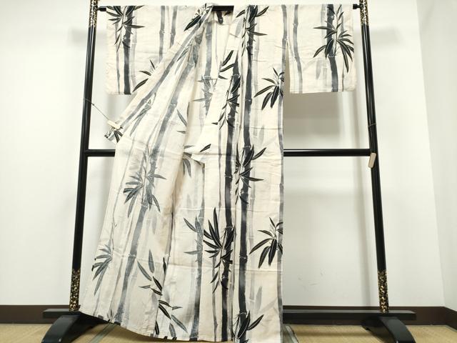 平和屋着物∴夏物 浴衣 笹竹文 金彩 綿麻 逸品 CABE8938ng