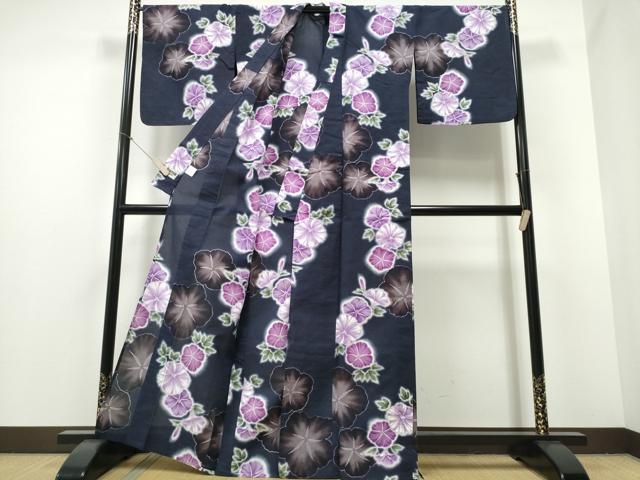 平和屋着物∴世界的ファッションデザイナー　山本寛斎　kansaiブランド　夏物　浴衣　朝顔　綿　逸品　CABE8939ng 平和屋着物∴世界的ファッションデザイナー 山本寛斎 kansaiブランド