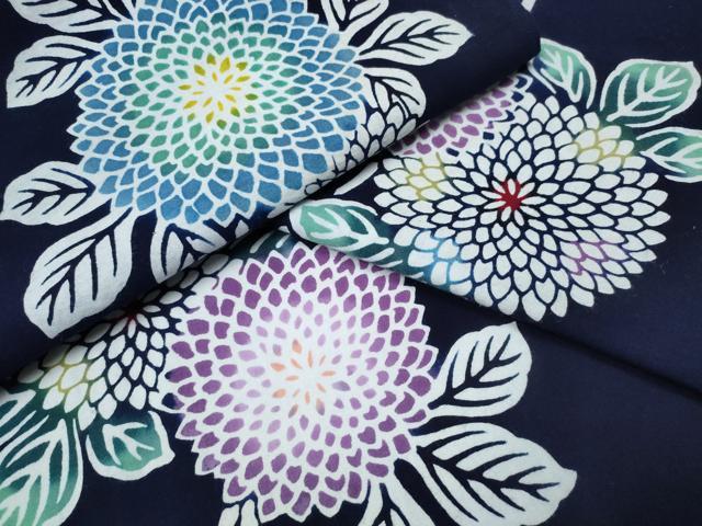 平和屋着物∴夏物 浴衣 藍 注染 手染め 手縫い 菊文 日本製 綿 逸品 CABE8942ng