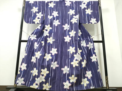 平和屋着物∴夏物 浴衣 舞桜 よろけ縞 綿 逸品 CABE8943ng