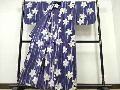 平和屋着物∴夏物 浴衣 舞桜 よろけ縞 綿 逸品 CABE8943ng