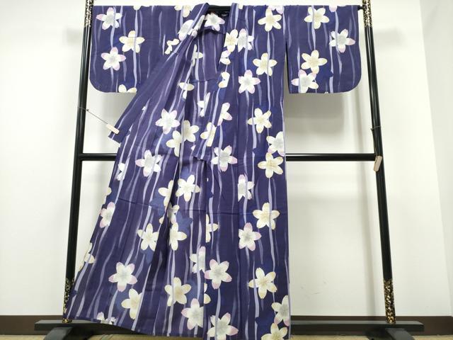 平和屋着物∴夏物 浴衣 舞桜 よろけ縞 綿 逸品 CABE8943ng