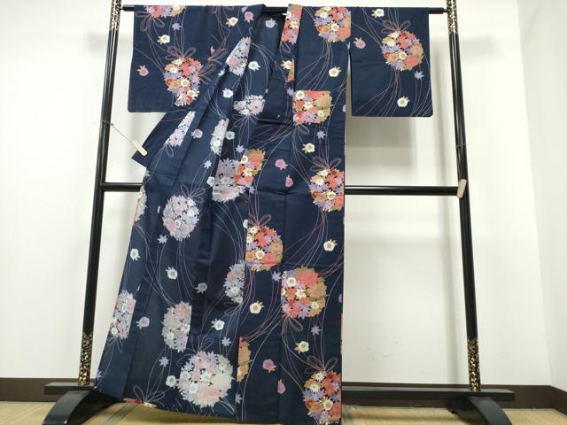 平和屋着物∴夏物 浴衣 花丸文 綿 逸品 CABE8945ng