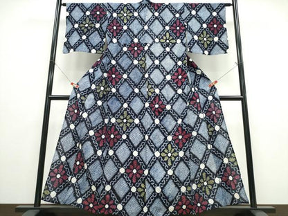 平和屋着物∴夏物 浴衣 有松鳴海絞り 花菱天井文 綿 逸品 CABE8947ng