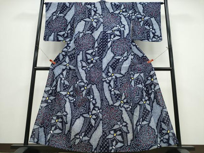 平和屋着物∴夏物 浴衣 有松鳴海絞り 牡丹舞蝶文 綿 逸品 CABE8948ng