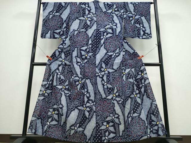 平和屋着物∴夏物 浴衣 有松鳴海絞り 牡丹舞蝶文 綿 逸品 CABE8948ng