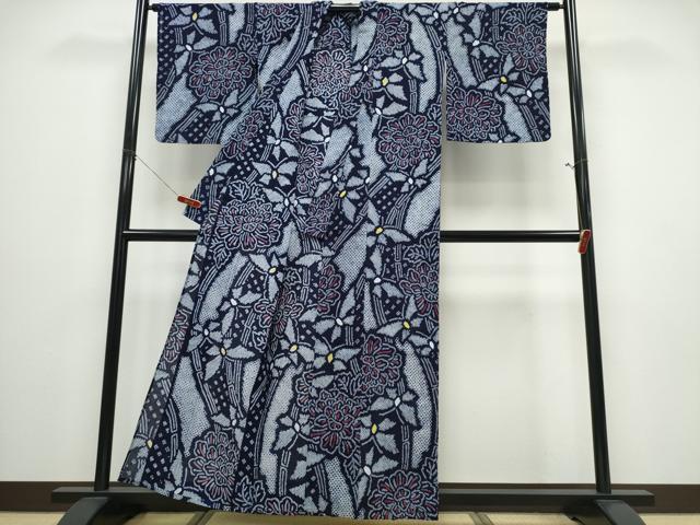 平和屋着物∴夏物 浴衣 有松鳴海絞り 牡丹舞蝶文 綿 逸品 CABE8948ng