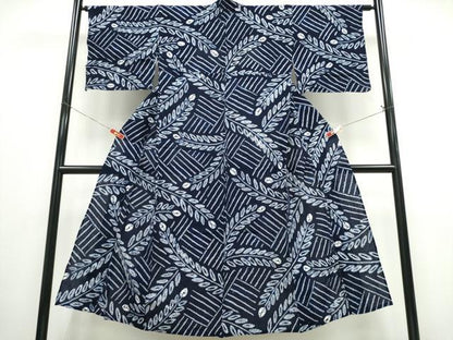 平和屋着物∴夏物 浴衣 有松鳴海絞り 舞葉文 綿 逸品 CABE8949ng