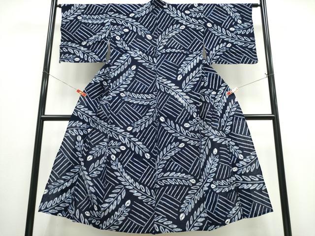平和屋着物∴夏物 浴衣 有松鳴海絞り 舞葉文 綿 逸品 CABE8949ng