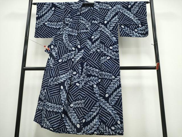 平和屋着物∴夏物 浴衣 有松鳴海絞り 舞葉文 綿 逸品 CABE8949ng