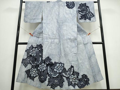 平和屋着物∴夏物 浴衣 訪問着 有松鳴海絞り 舞蝶牡丹文 綿 逸品 CABE8950ng