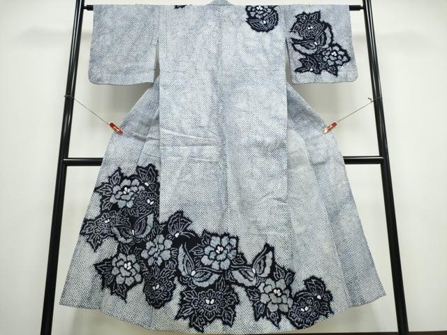 平和屋着物∴夏物 浴衣 訪問着 有松鳴海絞り 舞蝶牡丹文 綿 逸品 CABE8950ng