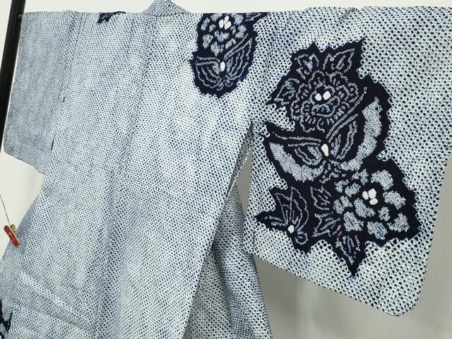 平和屋着物∴夏物 浴衣 訪問着 有松鳴海絞り 舞蝶牡丹文 綿 逸品 CABE8950ng